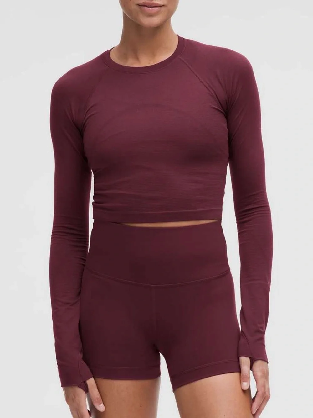 Lululemon long sleeve maroon swiftly tech cropped tee